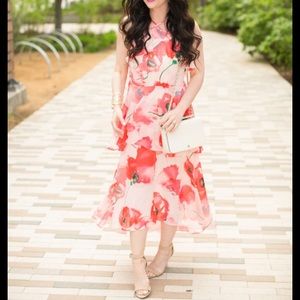New- CeCe Poppy Fields Floral Print Dress